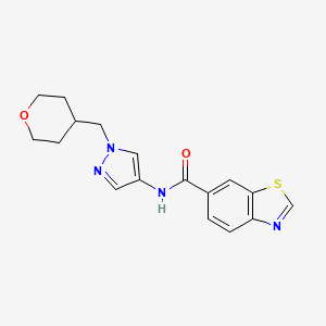 molecular formula C17H18N4O2S B2633181 N-{1-[(oxan-4-yl)methyl]-1H-pyrazol-4-yl}-1,3-benzothiazole-6-carboxamide CAS No. 1705427-27-5