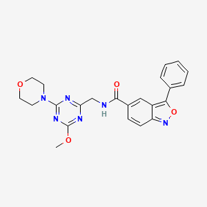 molecular formula C23H22N6O4 B2633256 N-((4-methoxy-6-morpholino-1,3,5-triazin-2-yl)methyl)-3-phenylbenzo[c]isoxazole-5-carboxamide CAS No. 2034270-88-5