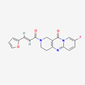 molecular formula C18H14FN3O3 B2633263 13-fluoro-5-[(E)-3-(furan-2-yl)prop-2-enoyl]-1,5,9-triazatricyclo[8.4.0.03,8]tetradeca-3(8),9,11,13-tetraen-2-one CAS No. 2035021-42-0