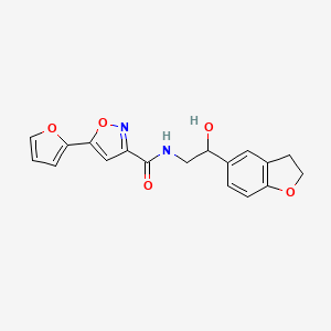 molecular formula C18H16N2O5 B2633269 N-[2-(2,3-DIHYDRO-1-BENZOFURAN-5-YL)-2-HYDROXYETHYL]-5-(FURAN-2-YL)-1,2-OXAZOLE-3-CARBOXAMIDE CAS No. 1421451-27-5