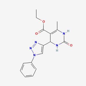 molecular formula C16H17N5O3 B2633279 ethyl 6-methyl-2-oxo-4-(1-phenyl-1H-1,2,3-triazol-4-yl)-1,2,3,4-tetrahydropyrimidine-5-carboxylate CAS No. 2380186-30-9