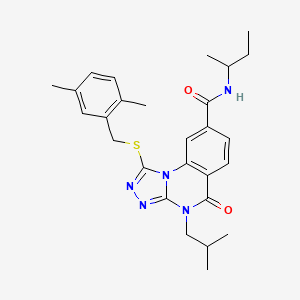 molecular formula C27H33N5O2S B2633308 N-(butan-2-yl)-1-{[(2,5-dimethylphenyl)methyl]sulfanyl}-4-(2-methylpropyl)-5-oxo-4H,5H-[1,2,4]triazolo[4,3-a]quinazoline-8-carboxamide CAS No. 1114877-37-0