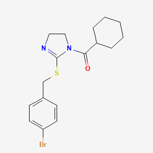 (2-((4-bromobenzyl)thio)-4,5-dihydro-1H-imidazol-1-yl)(cyclohexyl)methanone