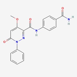 molecular formula C19H16N4O4 B2633351 N-(4-carbamoylphenyl)-4-methoxy-6-oxo-1-phenyl-1,6-dihydropyridazine-3-carboxamide CAS No. 921883-57-0