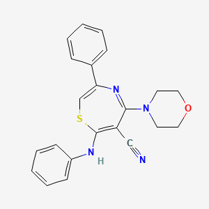 B2633377 7-Anilino-5-morpholino-3-phenyl-1,4-thiazepine-6-carbonitrile CAS No. 165824-80-6