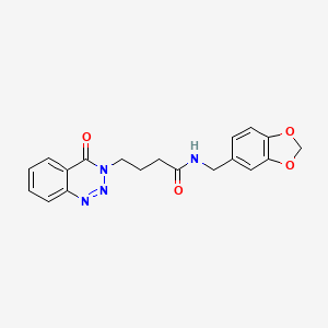 molecular formula C19H18N4O4 B2633389 N-[(2H-1,3-benzodioxol-5-yl)methyl]-4-(4-oxo-3,4-dihydro-1,2,3-benzotriazin-3-yl)butanamide CAS No. 440331-16-8
