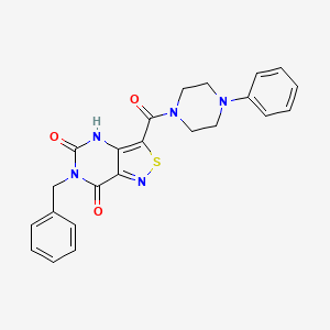 molecular formula C23H21N5O3S B2633397 6-benzyl-3-[(4-phenylpiperazino)carbonyl]isothiazolo[4,3-d]pyrimidine-5,7(4H,6H)-dione CAS No. 1251688-83-1