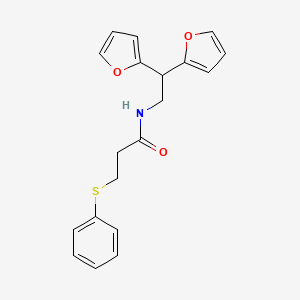 N-(2,2-di(furan-2-yl)ethyl)-3-(phenylthio)propanamide