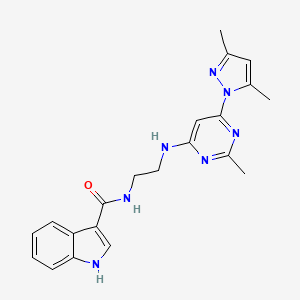 N-(2-((6-(3,5-dimethyl-1H-pyrazol-1-yl)-2-methylpyrimidin-4-yl)amino)ethyl)-1H-indole-3-carboxamide