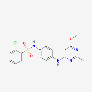 2-chloro-N-(4-((6-ethoxy-2-methylpyrimidin-4-yl)amino)phenyl)benzenesulfonamide