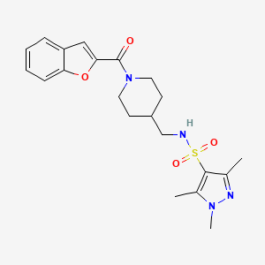 N-((1-(benzofuran-2-carbonyl)piperidin-4-yl)methyl)-1,3,5-trimethyl-1H-pyrazole-4-sulfonamide