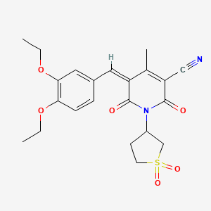 (5Z)-5-[(3,4-diethoxyphenyl)methylidene]-1-(1,1-dioxothiolan-3-yl)-4-methyl-2,6-dioxopyridine-3-carbonitrile