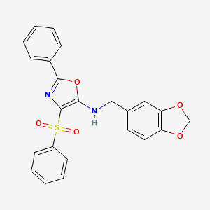N-(benzo[d][1,3]dioxol-5-ylmethyl)-2-phenyl-4-(phenylsulfonyl)oxazol-5-amine