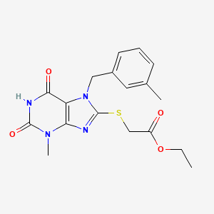 Ethyl 2-[3-methyl-7-[(3-methylphenyl)methyl]-2,6-dioxopurin-8-yl]sulfanylacetate