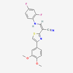 (Z)-3-((2,4-difluorophenyl)amino)-2-(4-(3,4-dimethoxyphenyl)thiazol-2-yl)acrylonitrile