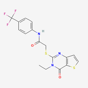 2-[(3-ethyl-4-oxo-3,4-dihydrothieno[3,2-d]pyrimidin-2-yl)sulfanyl]-N-[4-(trifluoromethyl)phenyl]acetamide