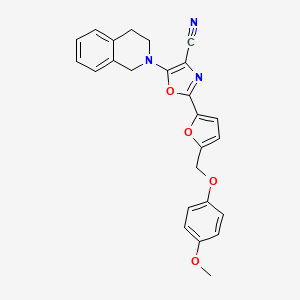 5-(3,4-dihydroisoquinolin-2(1H)-yl)-2-(5-((4-methoxyphenoxy)methyl)furan-2-yl)oxazole-4-carbonitrile