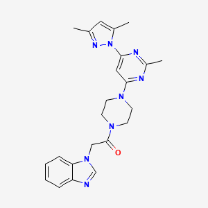 2-(1H-benzo[d]imidazol-1-yl)-1-(4-(6-(3,5-dimethyl-1H-pyrazol-1-yl)-2-methylpyrimidin-4-yl)piperazin-1-yl)ethanone