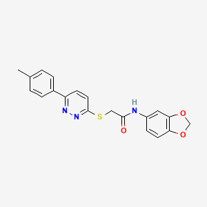 molecular formula C20H17N3O3S B2633551 N-(2H-1,3-benzodioxol-5-yl)-2-{[6-(4-methylphenyl)pyridazin-3-yl]sulfanyl}acetamide CAS No. 872689-27-5