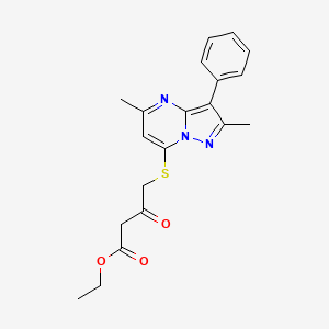 Ethyl 4-(2,5-dimethyl-3-phenylpyrazolo[1,5-a]pyrimidin-7-yl)sulfanyl-3-oxobutanoate