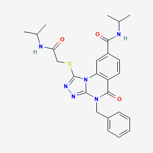 molecular formula C25H28N6O3S B2633573 4-苄基-N-异丙基-1-{[2-(异丙基氨基)-2-氧代乙基]硫}-5-氧代-4,5-二氢-1,2,4-三唑并[4,3-a]喹唑啉-8-甲酰胺 CAS No. 1105220-92-5