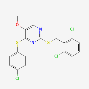4-[(4-Chlorophenyl)sulfanyl]-2-[(2,6-dichlorobenzyl)sulfanyl]-5-pyrimidinyl methyl ether