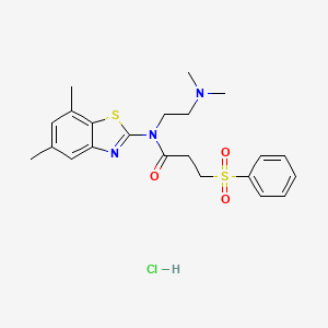 N-(2-(dimethylamino)ethyl)-N-(5,7-dimethylbenzo[d]thiazol-2-yl)-3-(phenylsulfonyl)propanamide hydrochloride