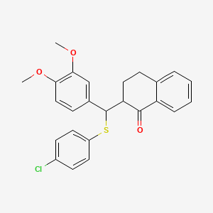 molecular formula C25H23ClO3S B2633582 2-(((4-氯苯基)硫)(3,4-二甲氧基苯基)甲基)-3,4-二氢萘-1(2H)-酮 CAS No. 308294-74-8