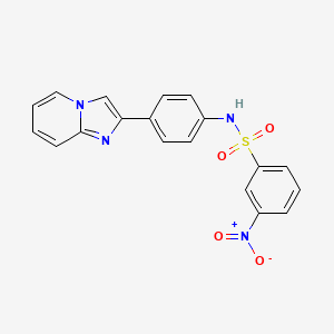 molecular formula C19H14N4O4S B2633603 N-(4-{imidazo[1,2-a]pyridin-2-yl}phenyl)-3-nitrobenzene-1-sulfonamide CAS No. 332384-06-2