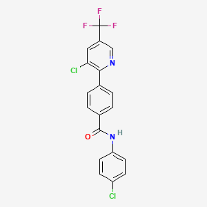 molecular formula C19H11Cl2F3N2O B2633606 4-[3-chloro-5-(trifluoromethyl)pyridin-2-yl]-N-(4-chlorophenyl)benzamide CAS No. 1092343-54-8