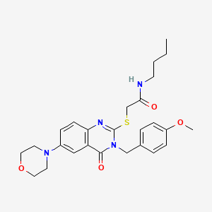 molecular formula C26H32N4O4S B2633623 N-butyl-2-({3-[(4-methoxyphenyl)methyl]-6-(morpholin-4-yl)-4-oxo-3,4-dihydroquinazolin-2-yl}sulfanyl)acetamide CAS No. 689771-38-8
