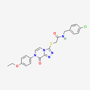molecular formula C22H20ClN5O3S B2633654 N-[(4-chlorophenyl)methyl]-2-{[7-(4-ethoxyphenyl)-8-oxo-7H,8H-[1,2,4]triazolo[4,3-a]pyrazin-3-yl]sulfanyl}acetamide CAS No. 1223754-25-3