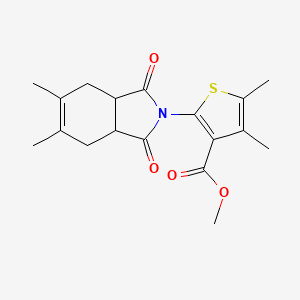 molecular formula C18H21NO4S B2633691 methyl 2-(5,6-dimethyl-1,3-dioxo-3a,4,7,7a-tetrahydro-1H-isoindol-2(3H)-yl)-4,5-dimethylthiophene-3-carboxylate CAS No. 300812-58-2