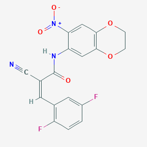 molecular formula C18H11F2N3O5 B2633732 (Z)-2-Cyano-3-(2,5-difluorophenyl)-N-(6-nitro-2,3-dihydro-1,4-benzodioxin-7-yl)prop-2-enamide CAS No. 1181486-40-7