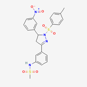 B2633747 N-(3-(5-(3-nitrophenyl)-1-tosyl-4,5-dihydro-1H-pyrazol-3-yl)phenyl)methanesulfonamide CAS No. 851782-35-9