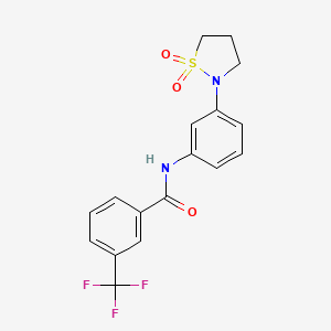 molecular formula C17H15F3N2O3S B2633784 N-(3-(1,1-dioxidoisothiazolidin-2-yl)phenyl)-3-(trifluoromethyl)benzamide CAS No. 946261-03-6