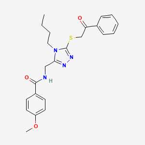molecular formula C23H26N4O3S B2633789 N-({4-butyl-5-[(2-oxo-2-phenylethyl)sulfanyl]-4H-1,2,4-triazol-3-yl}methyl)-4-methoxybenzamide CAS No. 476449-23-7