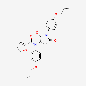 molecular formula C27H28N2O6 B2633832 N-[2,5-dioxo-1-(4-propoxyphenyl)pyrrolidin-3-yl]-N-(4-propoxyphenyl)furan-2-carboxamide CAS No. 1042694-45-0