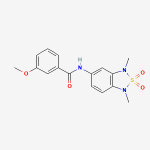 molecular formula C16H17N3O4S B2633851 N-(1,3-dimethyl-2,2-dioxido-1,3-dihydrobenzo[c][1,2,5]thiadiazol-5-yl)-3-methoxybenzamide CAS No. 2034544-56-2