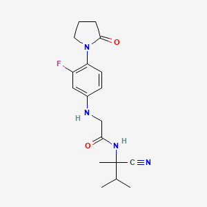 molecular formula C18H23FN4O2 B2633992 N-(1-cyano-1,2-dimethylpropyl)-2-{[3-fluoro-4-(2-oxopyrrolidin-1-yl)phenyl]amino}acetamide CAS No. 1796932-79-0