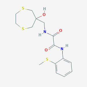 molecular formula C15H20N2O3S3 B2634006 N'-[(6-hydroxy-1,4-dithiepan-6-yl)methyl]-N-[2-(methylsulfanyl)phenyl]ethanediamide CAS No. 2415500-31-9