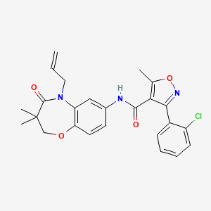 molecular formula C25H24ClN3O4 B2634034 N-(5-allyl-3,3-dimethyl-4-oxo-2,3,4,5-tetrahydrobenzo[b][1,4]oxazepin-7-yl)-3-(2-chlorophenyl)-5-methylisoxazole-4-carboxamide CAS No. 921545-63-3