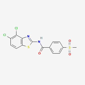 molecular formula C15H10Cl2N2O3S2 B2634048 N-(4,5-dichloro-1,3-benzothiazol-2-yl)-4-methanesulfonylbenzamide CAS No. 896352-33-3