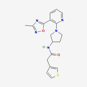 molecular formula C18H19N5O2S B2634093 N-(1-(3-(3-methyl-1,2,4-oxadiazol-5-yl)pyridin-2-yl)pyrrolidin-3-yl)-2-(thiophen-3-yl)acetamide CAS No. 1396810-98-2