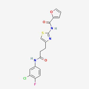 N-(4-(3-((3-chloro-4-fluorophenyl)amino)-3-oxopropyl)thiazol-2-yl)furan-2-carboxamide