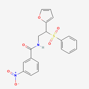 molecular formula C19H16N2O6S B2634143 N-[2-(benzenesulfonyl)-2-(furan-2-yl)ethyl]-3-nitrobenzamide CAS No. 896314-43-5
