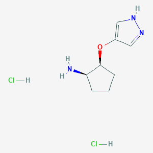 molecular formula C8H15Cl2N3O B2634145 Rel-(1R,2S)-2-((1H-pyrazol-4-yl)oxy)cyclopentan-1-amine dihydrochloride CAS No. 2138271-87-9