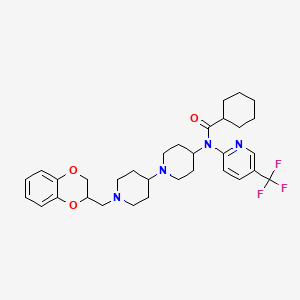 molecular formula C32H41F3N4O3 B2634208 N-(1'-((2,3-dihydrobenzo[b][1,4]dioxin-2-yl)methyl)-[1,4'-bipiperidin]-4-yl)-N-(5-(trifluoromethyl)pyridin-2-yl)cyclohexanecarboxamide CAS No. 2034235-61-3