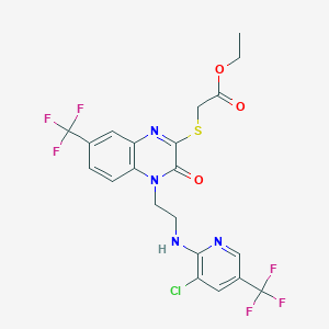 Ethyl 2-((4-(2-((3-chloro-5-(trifluoromethyl)-2-pyridinyl)amino)ethyl)-3-oxo-7-(trifluoromethyl)-3,4-dihydro-2-quinoxalinyl)sulfanyl)acetate