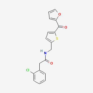 molecular formula C18H14ClNO3S B2634265 2-(2-chlorophenyl)-N-((5-(furan-2-carbonyl)thiophen-2-yl)methyl)acetamide CAS No. 1797140-82-9